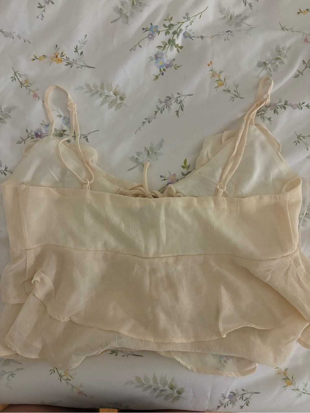 Thirty/Thirty Cream Ruffle Tie-Front Cami - Picture 3 of 3